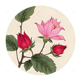 中草药洛神花植物插画素材