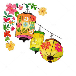 节日氛围彩色灯笼