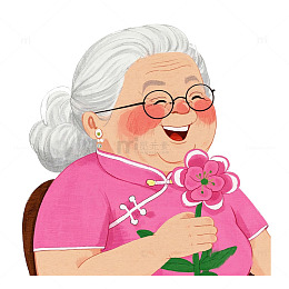 满脸笑意慈祥奶奶