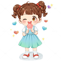 吃棒棒糖的小女孩