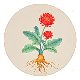 红景天草药手绘插画素材