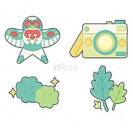 春天郊游贴纸PNG素材