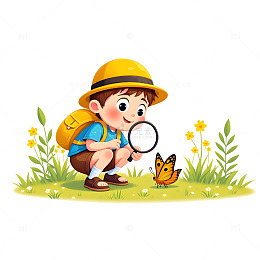 大自然探索春季卡通插画素材