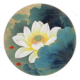 古典荷花绘画插画素材