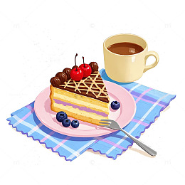美味甜品咖啡搭配插画素材