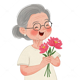 鲜花的银发长者