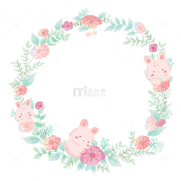 手绘小兔子花环