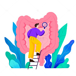 肠道医疗健康检查手绘插画