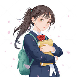 手绘女生高中学生