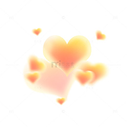 手绘橙色弥散风情人节爱心装饰元素