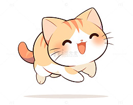 小猫开心的跳起来