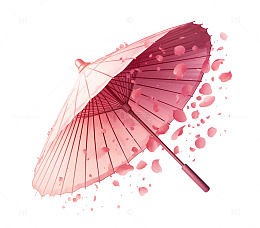 一柄桃花伞元素
