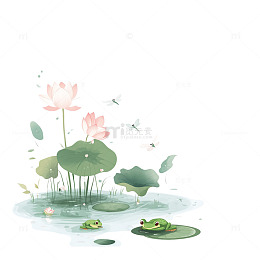 清新青蛙荷叶立夏
