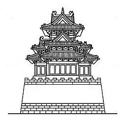 中国北京角楼古建筑黑白线稿图