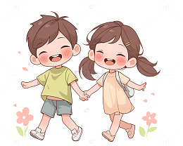 两个小学生开心