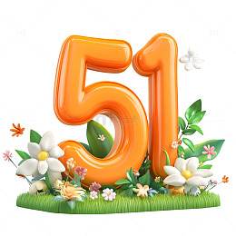 橙色数字51与鲜花