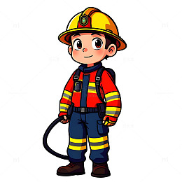 劳动节主题消防员元素