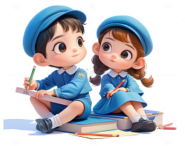 两名读书写字的学生