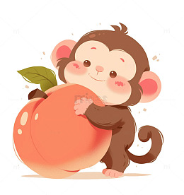抱着桃子的猴子