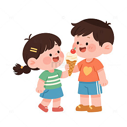 立夏夏季卡通吃冰淇淋的儿童