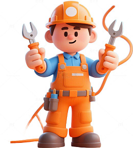 五一劳动节电工工作人物元素