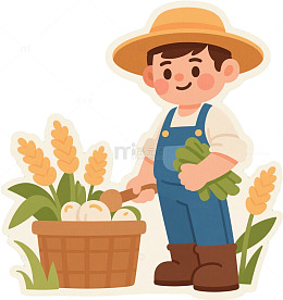 卡通最光荣劳动节农民工作人物元素