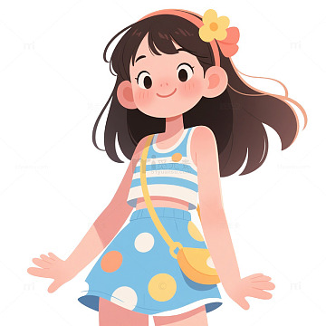 立夏节气 夏季卡通女孩