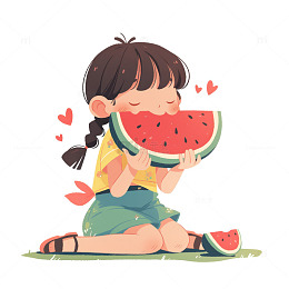 吃西瓜的女孩