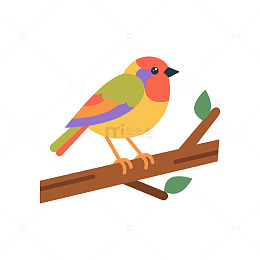 一只站在树枝上的小鸟