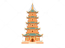 国潮插画宝塔