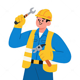 劳动节主题卡通维修工元素