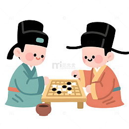 古代下围棋棋士卡通