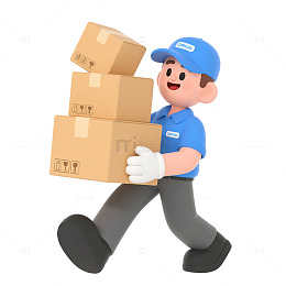 劳动节卡通工作快递员元素