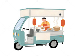三轮车小吃摊卡通