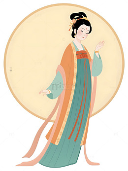 卡通仕女图插画