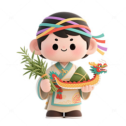 屈原粽叶艾草龙舟粽子端午节