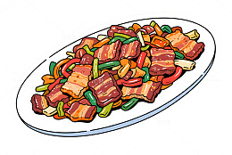 一大盘炒回锅肉