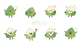 端午节八宫格绿色小粽子