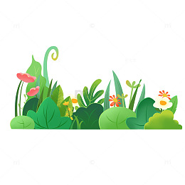 绿色花朵植物草丛草堆春游装饰元素