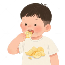 男孩薯片吃零食
