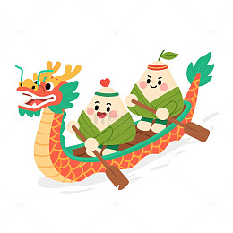 端午节拟人粽子划龙舟比赛免抠元素