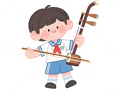 拉二胡的小男孩