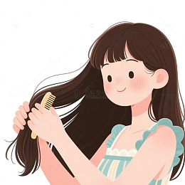 女孩梳头发  1