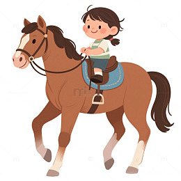 女孩骑马卡通1