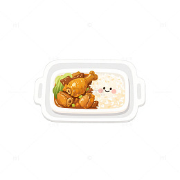 黄焖鸡米饭卡通