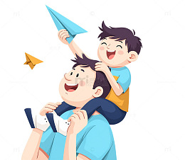 父亲节父子俩一起玩纸飞机,