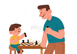 父亲节亲子互动下棋元素