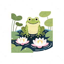 青蛙睡莲夏天