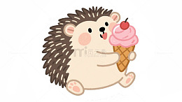 小刺猬吃冰淇淋素材免扣