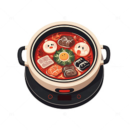 火锅电磁炉美食插画